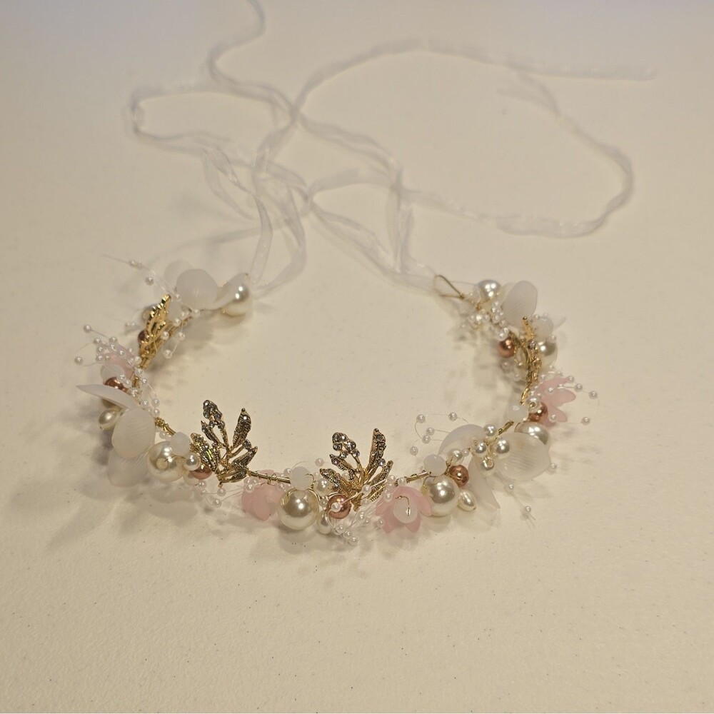 Gold And Pearl Rhinestone Tiara Princess Flower Girl Bridal Birthday Wedding